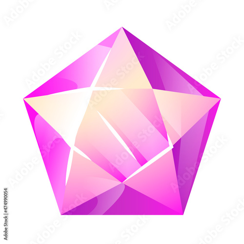Crystal game. JEWELRY, lilac diamond, GUI decorations. Jewelry stone cartoon vector isolated on white background