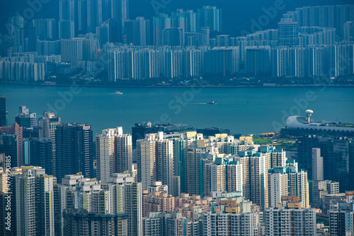 Hong Kong, China skyscraper building in modern city landscape, business urban center of Asia © chokniti