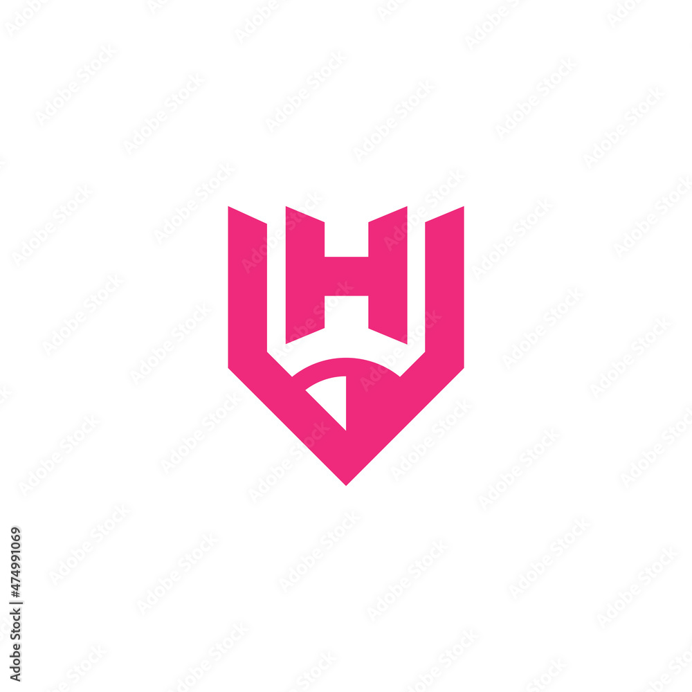 Obraz premium letter h pen shape shadow geometric design logo vector