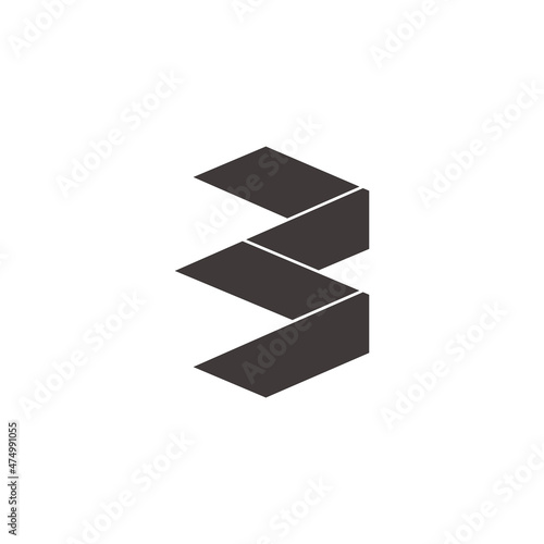 Wallpaper Mural letter b simple 3d flat ribbon geometric logo vector Torontodigital.ca