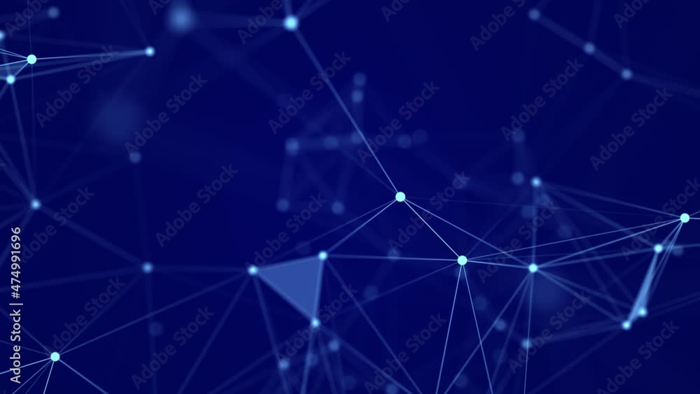 Big data visualization. Network connection structure with chaotic distribution of points and lines. 3D .Seamless loop. Big data visualization. Network connection structure with chaotic distribution of points and lines. 3D .Seamless loop.