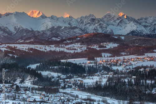 A beautiful winter morning with a view of the High Tatras. The snow created an amazing atmosphere in the photo.