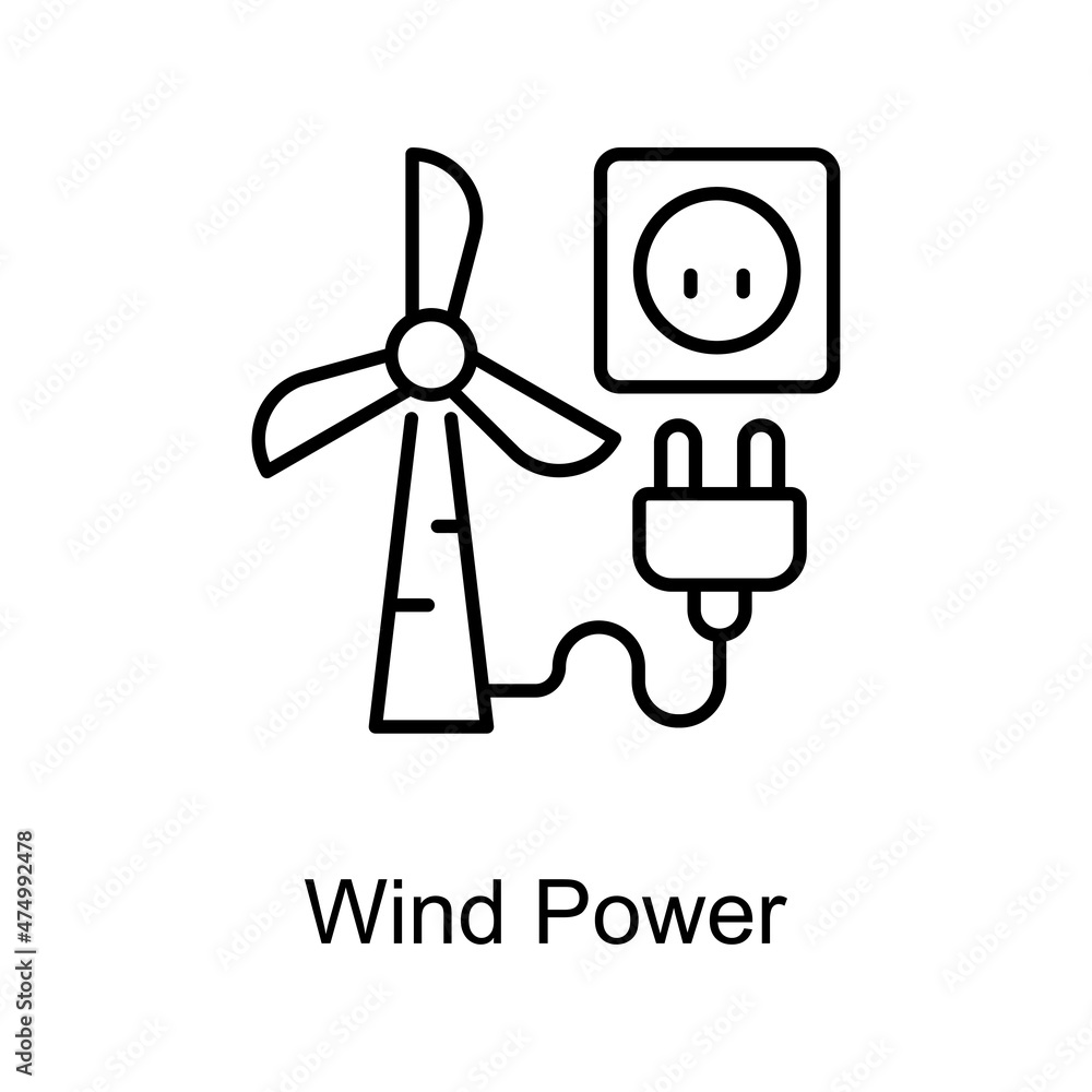 Wind Power vector outline icon for web isolated on white background EPS 10 file Wind Power vector outline icon for web isolated on white background EPS 10 file