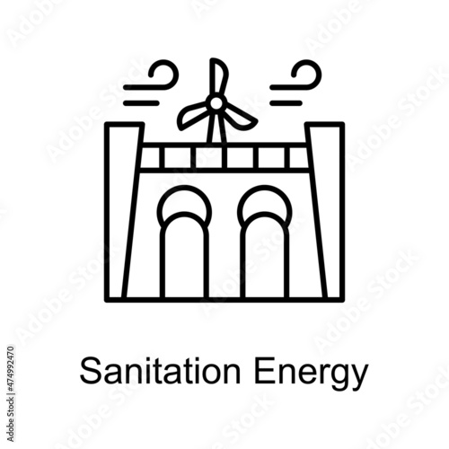 Sanitation Energy vector outline icon for web isolated on white background EPS 10 file