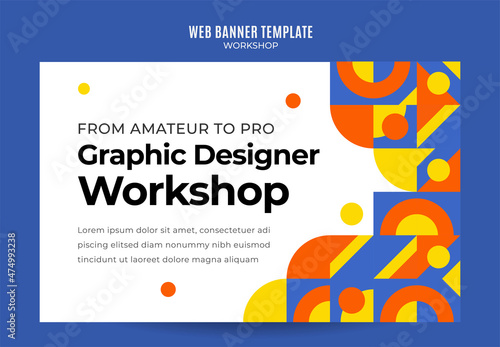 web banner workshop template retro gradients colorful abstract blurry