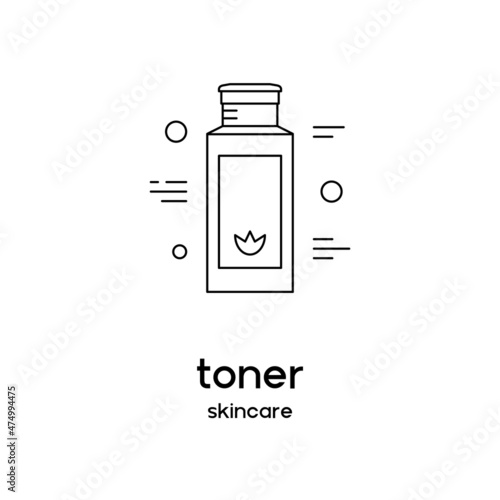 Vector icon of toner. Beauty products and online shopping. Korean cosmetics. Can be used as illustration in magazine, social media, highlights, typographic, web design. Skin care concept.
