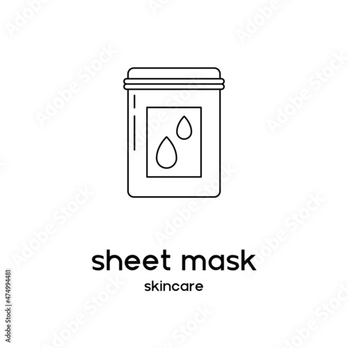 Vector icon of sheet mask. Beauty products and online shopping. Korean cosmetics. Can be used as illustration in magazine, social media, highlights, typographic, web design. Skin care concept.