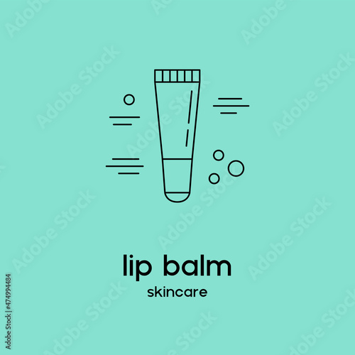 Vector icon of lip balm. Beauty products and online shopping. Korean cosmetics. Can be used as illustration in magazine, social media, highlights, typographic, web design. Skin care concept.