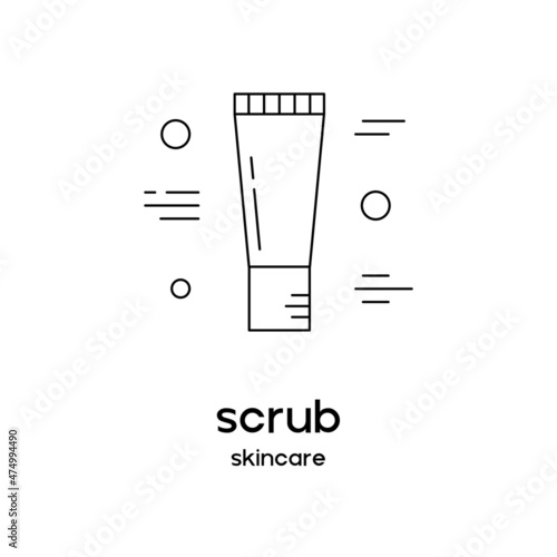 Vector icon of scrub. Beauty products and online shopping. Korean cosmetics. Can be used as illustration in magazine, social media, highlights, typographic, web design. Skin care concept.