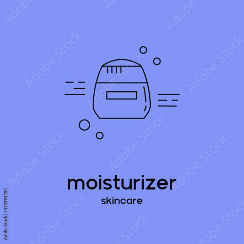 Vector icon of moisturizer. Beauty products and online shopping. Korean cosmetics. Can be used as illustration in magazine, social media, highlights, typographic, web design. Skin care concept.
