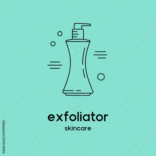 Vector icon of exfoliator. Beauty products and online shopping. Korean cosmetics. Can be used as illustration in magazine, social media, highlights, typographic, web design. Skin care concept.