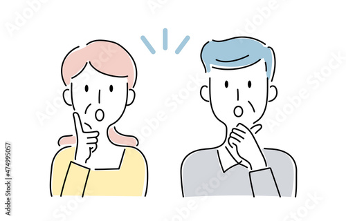 手描き風・びっくりする高齢の男女のベクターイラスト