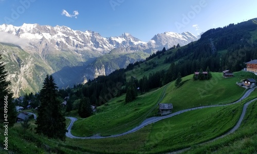 A Panoramic View of The Swiss Alps from Murren