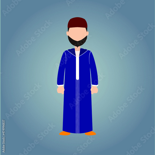Traditional Blue Moroccan Djellaba, One of the Most Popular Moroccan Men's Clothes