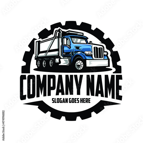 Trucking company logo emblem gear concept. Best for trucking and freight related industry