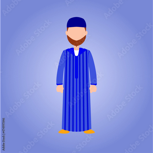 Traditional Blue Moroccan Striped Djellaba, One of the Most Popular Moroccan Men's Clothes
