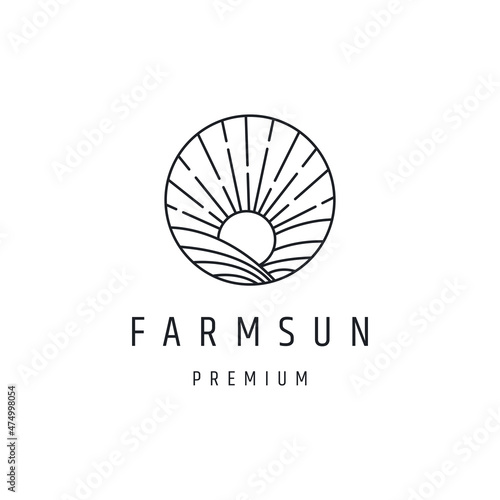 Natural Farm Sun Plant Logo in white backround