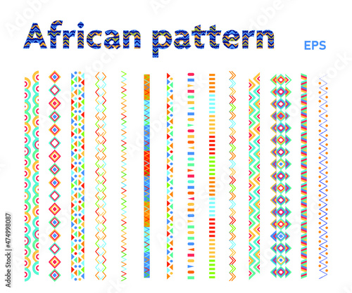 African ornaments. Set of massai and samburu tribe patterns. Vector illustration on white photo