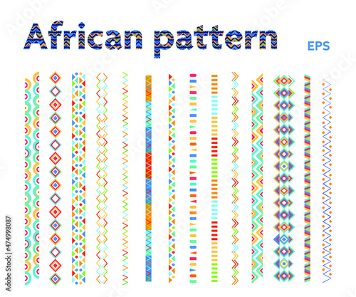 African ornaments. Set of massai and samburu tribe patterns. Vector illustration on white