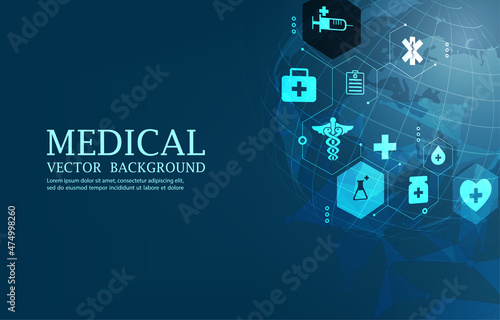 Technology global medical vector background