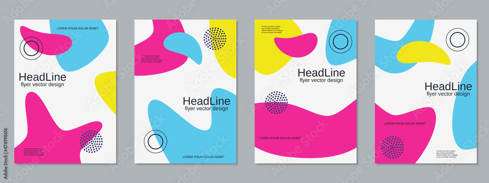 Modern geometric style trendy business flyer, booklet, brochure cover vector design templates collection. A4 format
