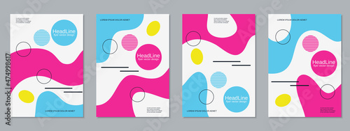 Modern geometric style trendy business flyer, booklet, brochure cover vector design templates collection. A4 format
