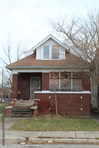 Abandoned Chicago style bungalow in Englewood on Chicago's South Side