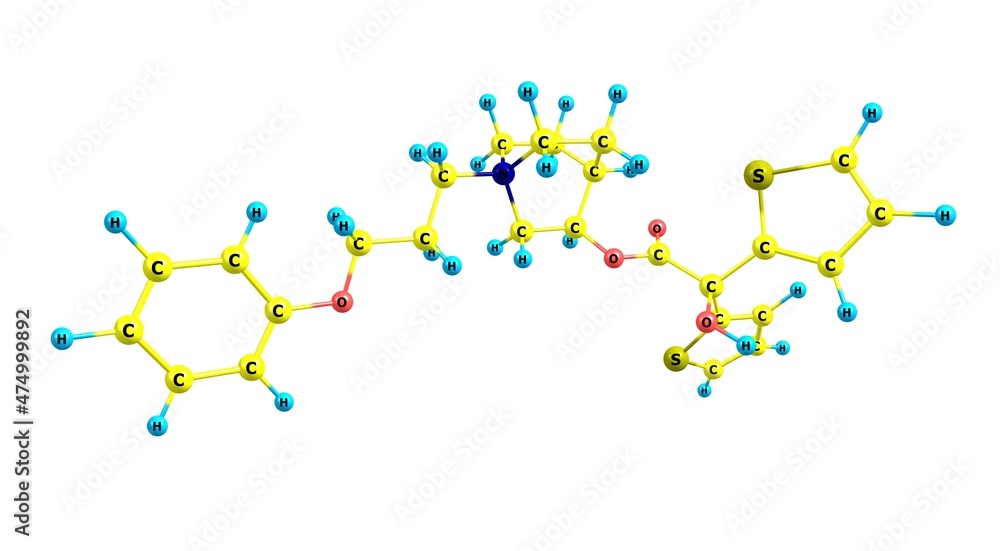 Aclidinium bromide molecular structure isolated on white Aclidinium bromide molecular structure isolated on white
