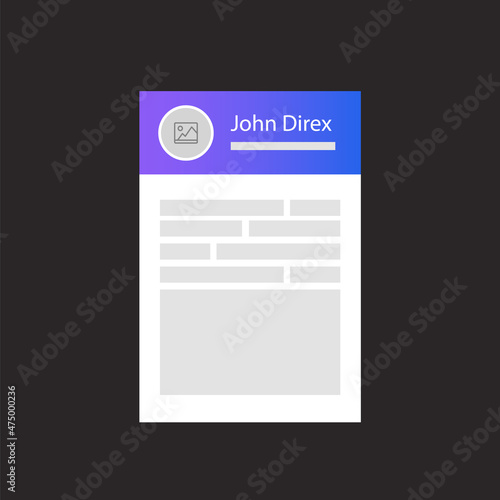 The user profile card for the website. Web interface template. User interface. Vector illustration.