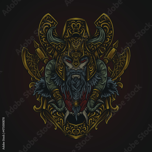 artwork illustration and t shirt design viking engraving ornament