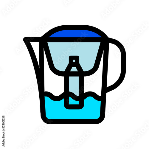 Color water filter jug vector icon