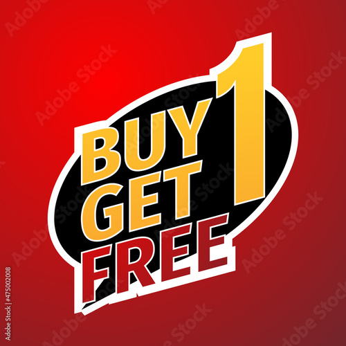 buy one get one. sale banner. promotion vector design in red ,orange ,black and white color