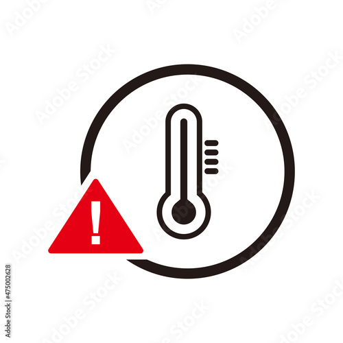 Over high temperature warning icon symbol illustration