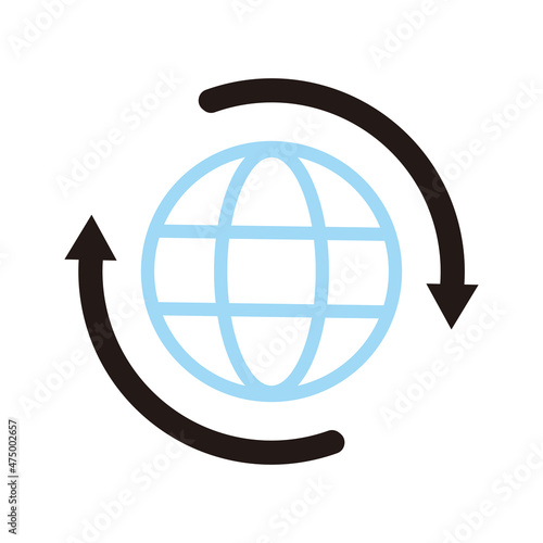 round globe with sync arrow direction icon