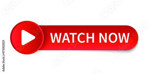 Watch Now Video Play Button Banner Sign Vector Design.