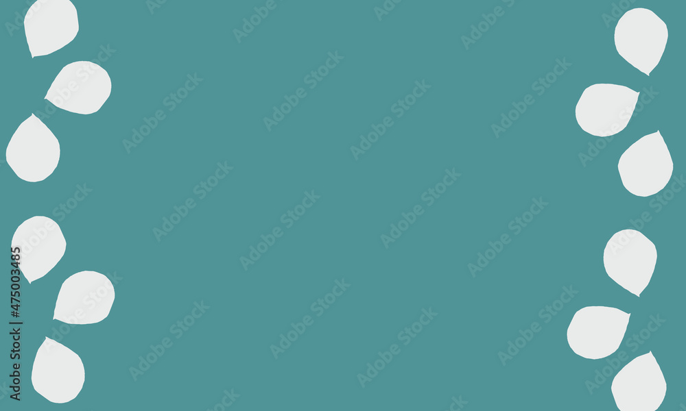 blue background with flower petals on left and right