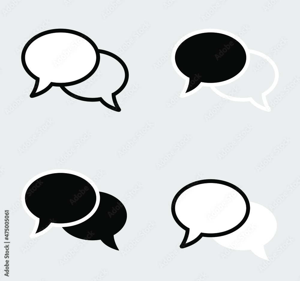 Set of Speech bubbles Icon, flat design style. Vector chat icon for design, websites, app, UI. Speech bubbles icon illustration on gray background Set of Speech bubbles Icon, flat design style. Vector chat icon for design, websites, app, UI. Speech bubbles icon illustration on gray background