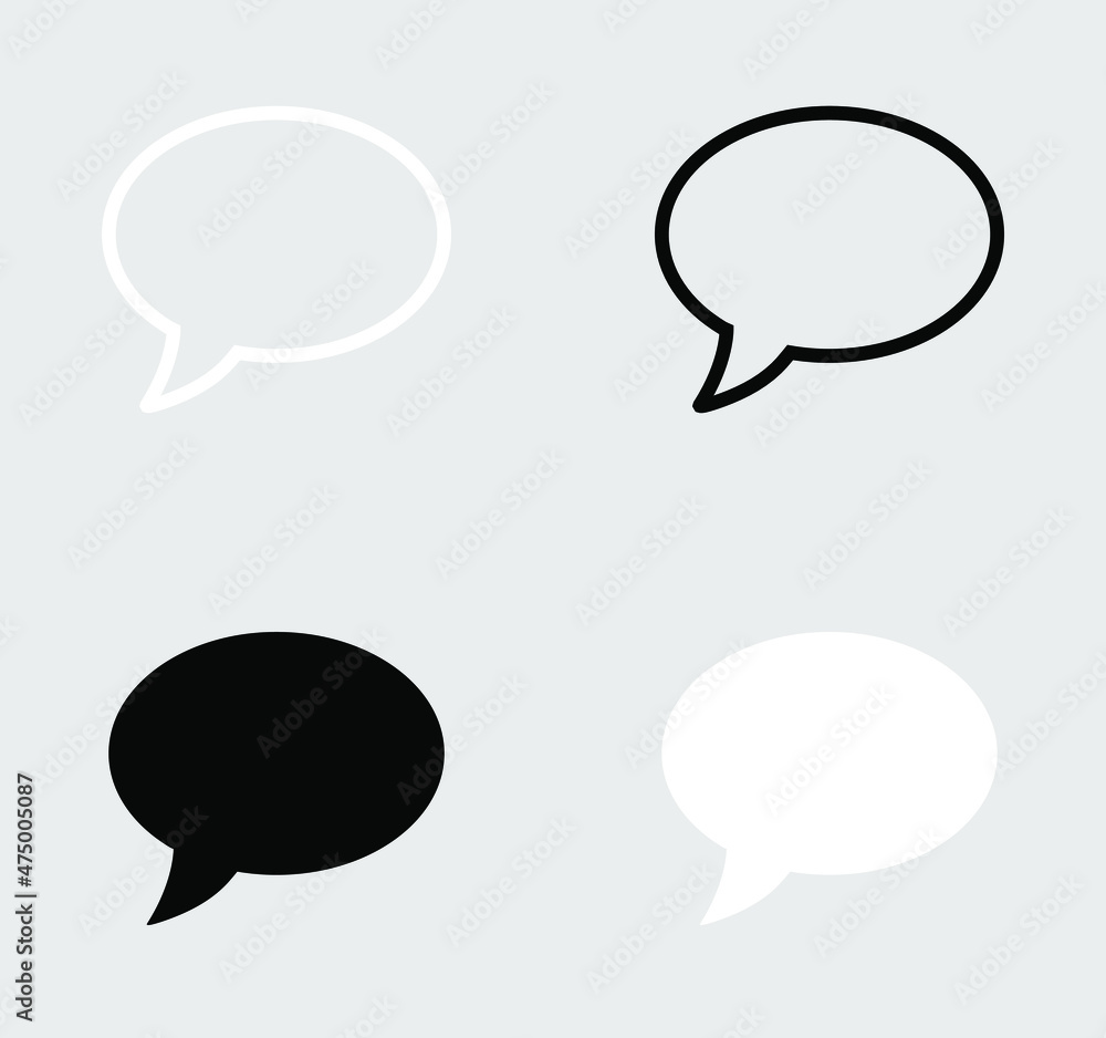 Set of Speech bubbles Icon, flat design style. Vector chat icon for design, websites, app, UI. Speech bubbles icon illustration on gray background Set of Speech bubbles Icon, flat design style. Vector chat icon for design, websites, app, UI. Speech bubbles icon illustration on gray background