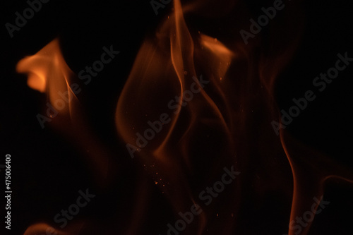 Fire flames on black background. lights on a black background.