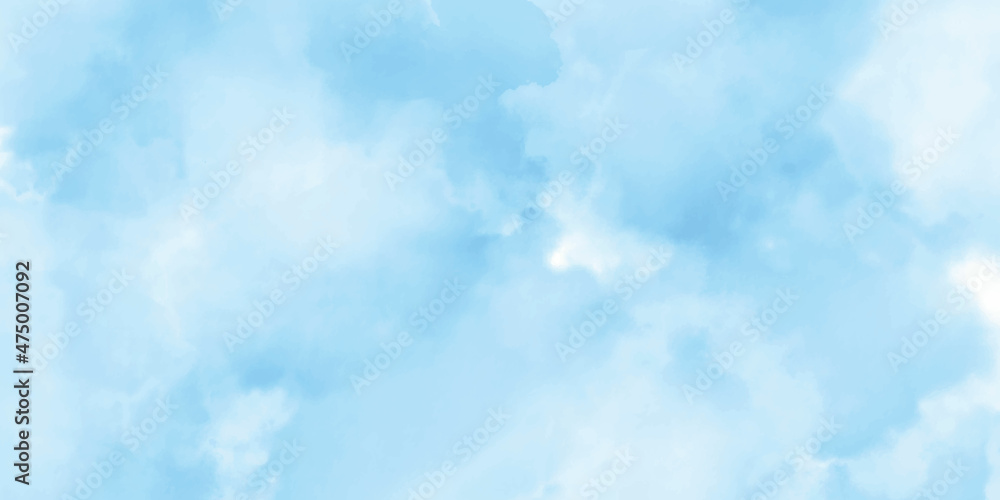 Hand painted watercolor sky and clouds, abstract watercolor background, vector illustration.