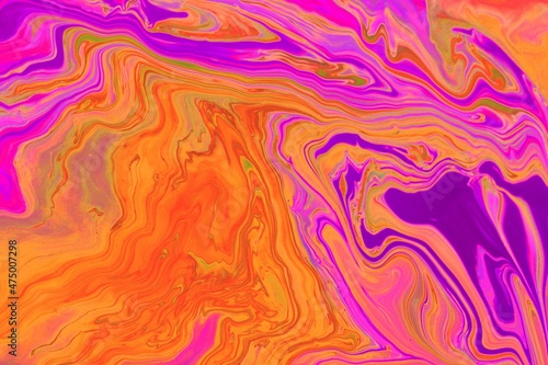 Lilac-orange marble background. Acrylic texture with marble pattern. Mixing colors creates an interesting structure. It is well suited for laptop background and wallpaper, fabric