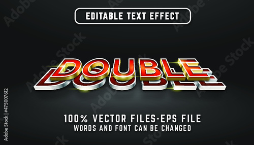 modern double 3d text. editable text effect with gold and silver style premium vectors