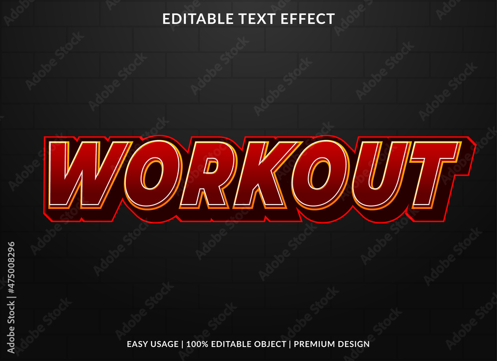 workout text effect template with bold and modern style use for business brand and lo