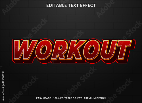 workout text effect template with bold and modern style use for business brand and lo