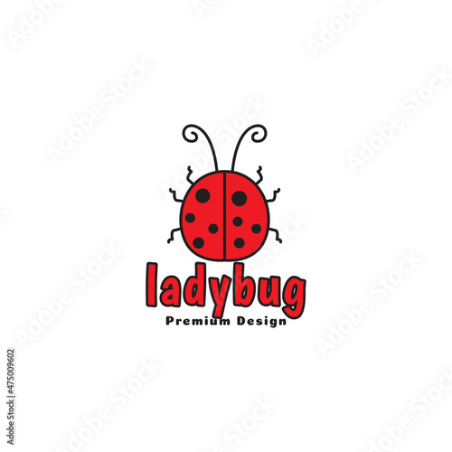 cute red black ladybug mascot logo symbol icon vector graphic design illustration idea creative