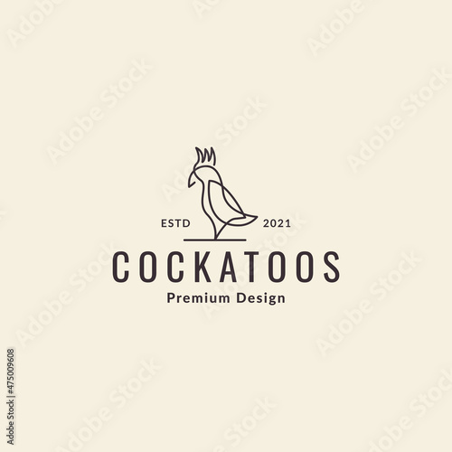 continuous line bird cockatoos logo symbol icon vector graphic design illustration idea creative