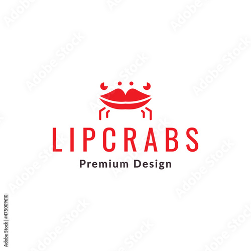 lips with crab red logo symbol icon vector graphic design illustration idea creative