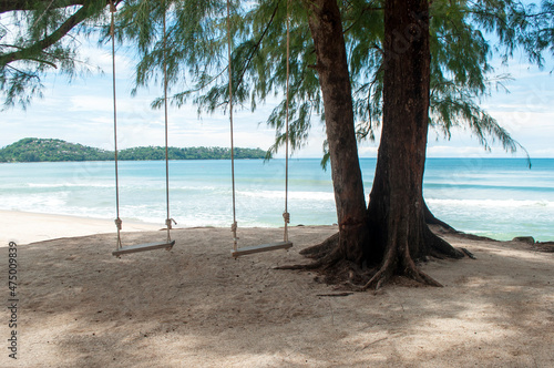 The  beautiful Laguna beach at SAii Hotel  one of famous beaches in Phuket  Thailand