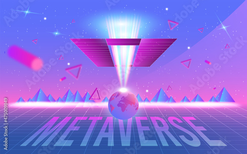 Concept of Future digital technology metaverse, colorful background. Vector illustration eps10