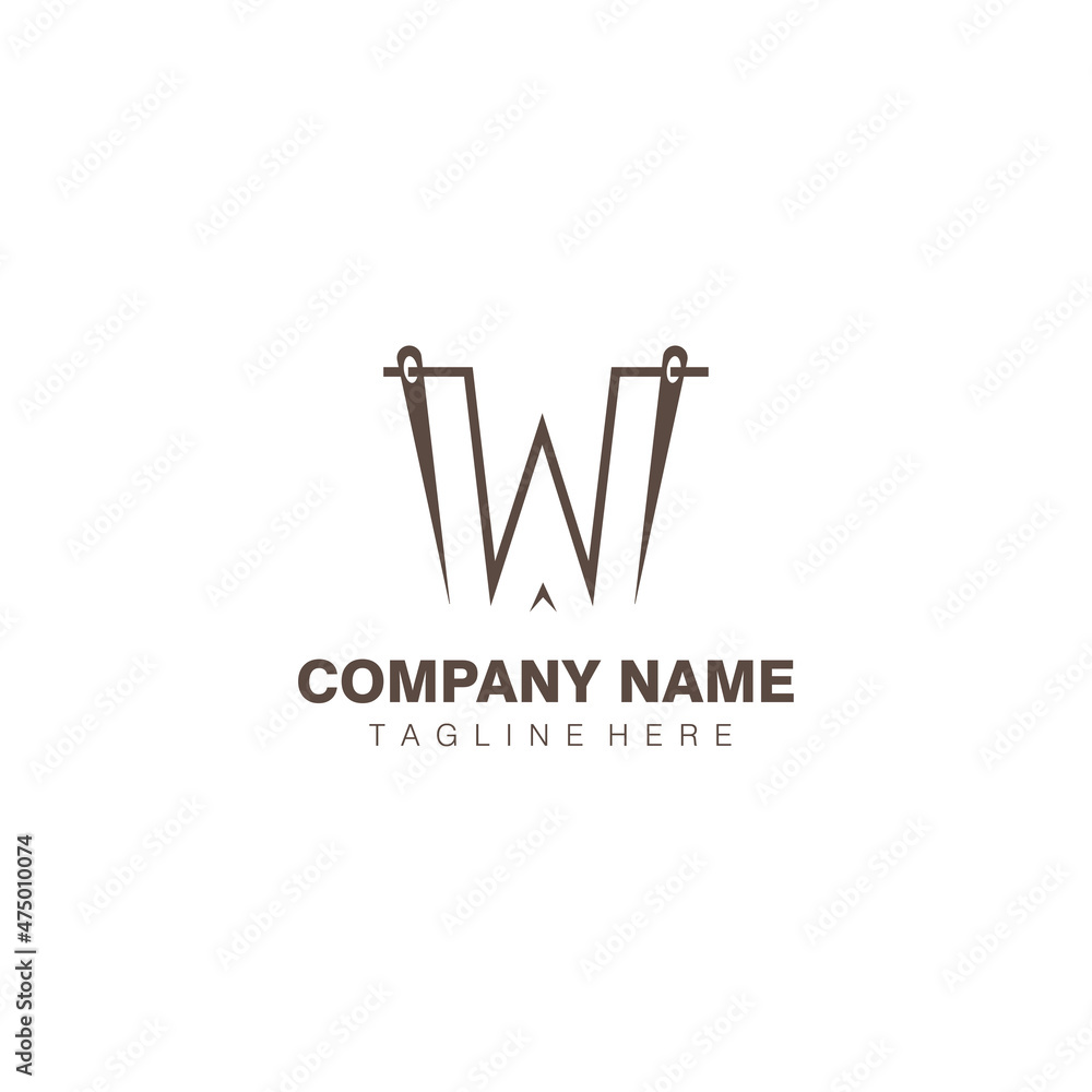 letter W logo craft needle illustration vector design letter W logo craft needle illustration vector design